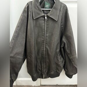 Leather bomber jacket